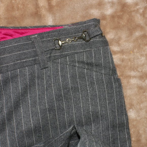 Express Design Studio Editor Trouser Suit Pants - Gray Striped - Pink Lining - Picture 6 of 12